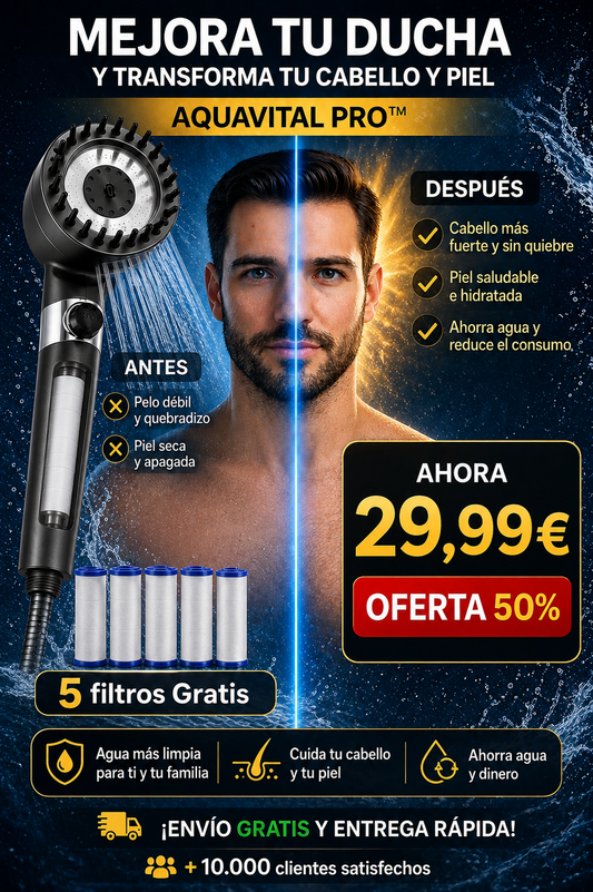 AQUAVITAL PRO™ | Más presión y filtración en tu ducha, sin obras ni complicaciones